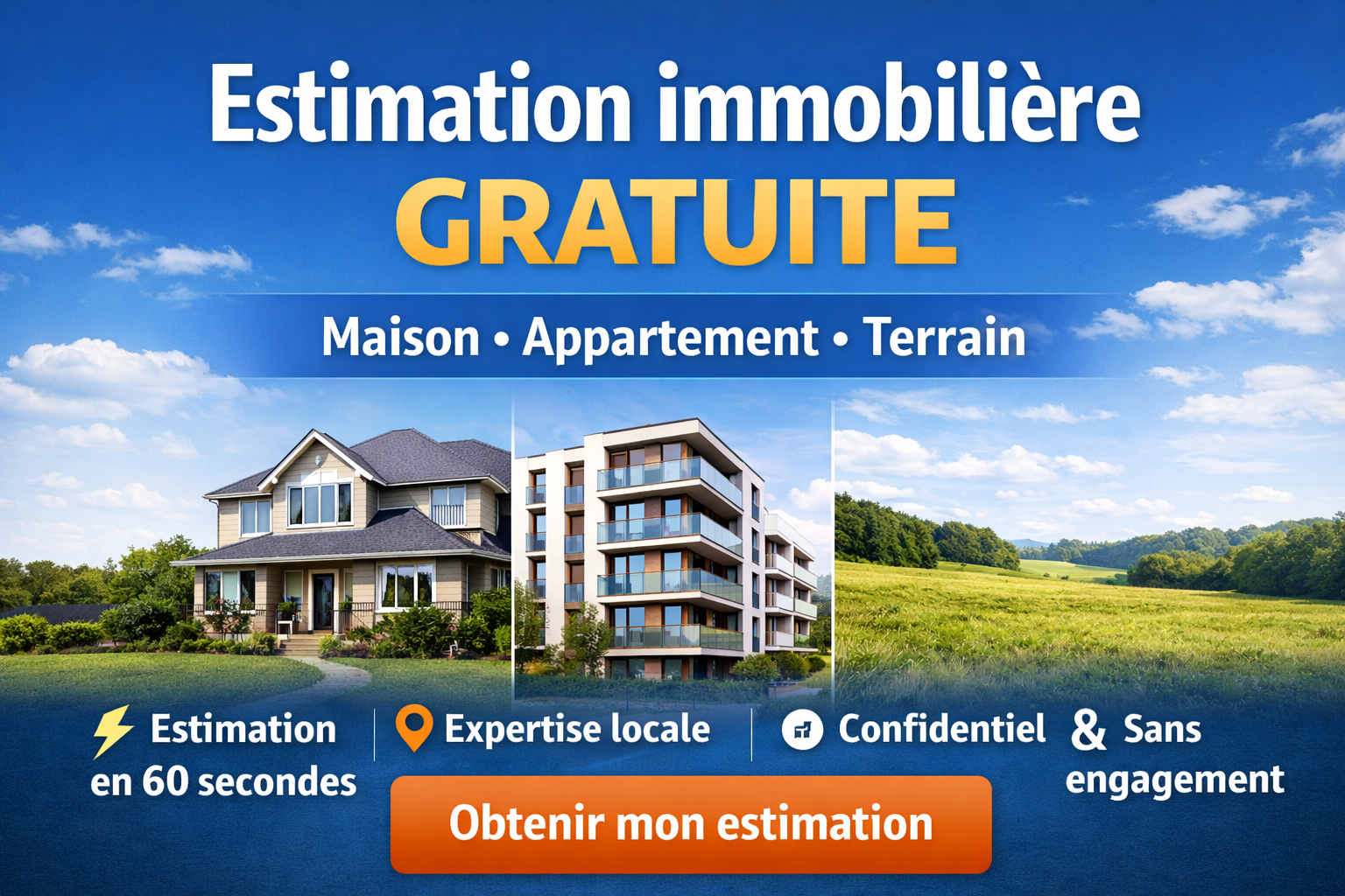 Estimation immobilière gratuite • Maison • Appartement • Terrain